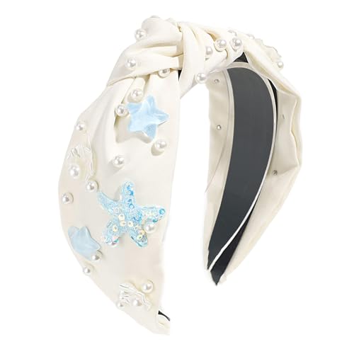 Mädchen-Haarband mit Muschel, Kunstperlen, Knoten-Design, geflochtene Stirnbänder für Strand, Urlaub, Event von TSMORY