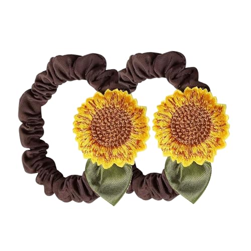 Modische Blumen-Haargummis mit elastischem Design, geeignet für Sport und Freizeit, 2 Stück von TSMORY