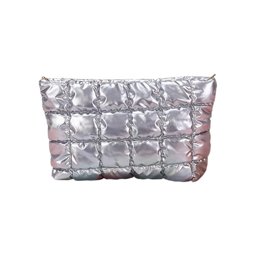Modische Kosmetiktasche mit Diamantstruktur, funktionale Aufbewahrungstaschen für Damen, einfache Stile, verschiedene Farben zur Auswahl, silber von TSMORY