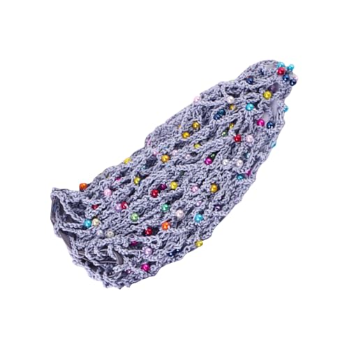 Netz-Haarnetz, Polyester, gestrickt, Schlauchschal mit Kunstperlen, modische Kopfbedeckung für Damen Netz-Haarnetz, Polyester, gestrickt, Schlauchschal mit Kunstperlen, modische Kopfbedeckung für Damen von TSMORY