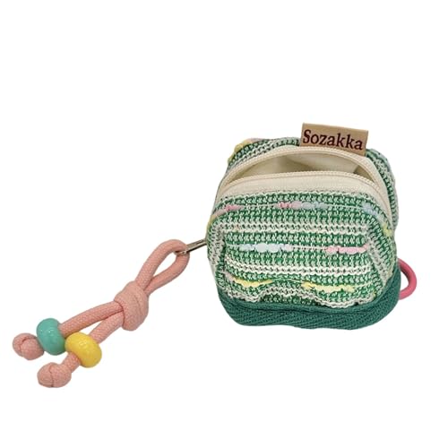 Stabile Kosmetiktasche aus bestickter Baumwolle, Muschelform, Make-up-Organizer mit Reißverschluss für Reisen und den täglichen Gebrauch, grün von TSMORY