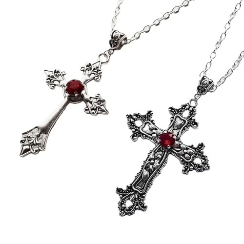 TSMORY 2 Stück Gothic Halskette Große Halskette Unisex Anhänger Choker Kruzifix Form Schlüsselbein Kette Zubehör, As shown in the figure, Metall TSMORY 2 Stück Gothic Halskette Große Halskette Unisex Anhänger Choker Kruzifix Form Schlüsselbein Kette Zubehör, As shown in the figure, Metall von TSMORY