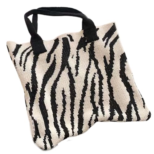 TSMORY 2023 Gewebte Tasche Vintage Tasche Lässige Handtasche Große Kapazität Shopper Schultertasche für Frauen Mode Tasche, schwarz / weiß, As shown in the figure von TSMORY