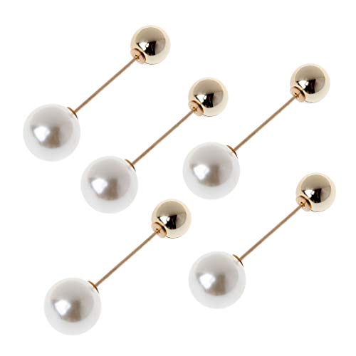 TSMORY 5 Stück/Set Imitation Doppelperle Brosche für kreative Pullover Schal Clip Schal Pins Schmuck Dekor Kleidung Anstecknadel für W, As shown in the figure, Metall von TSMORY