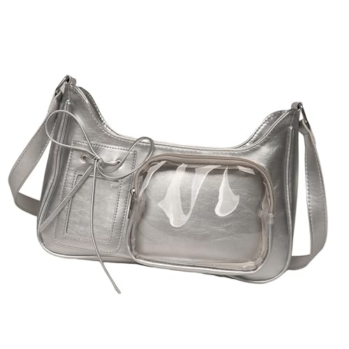 TSMORY Anime-inspirierte Pendlertasche für Damen mit einzigartigem Schleifen-Design und praktischen Schultertaschen für den täglichen Gebrauch, silber, As shown in the figure von TSMORY