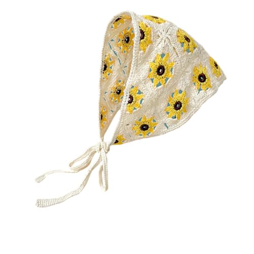 TSMORY Blumen-Haarband, französischer Stil, gehäkelt, Bandana, Kopftuch für Damen, ethnische Kopfbedeckung für Musik-Festivals, Versammlungen von TSMORY