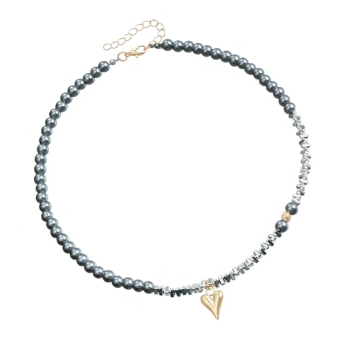 TSMORY Bunte Halskette mit Perlen, verstellbare Kette, stilvoller Halsschmuck, geeignet für Frauen und Mädchen von TSMORY