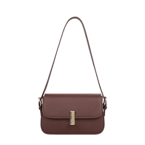 TSMORY Damen Schultertasche PU Leder Sattel Geldbörse Klappe Schulter Handtasche Geldbörse Casual Schultertasche Unterarmtasche für Dating Arbeit, Kaffeebraun, 19*13*6cm von TSMORY