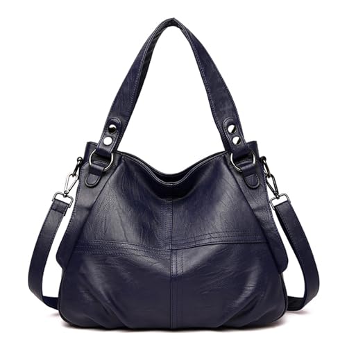 TSMORY Damen-Umhängetasche aus PU-Leder mit Tragegriff oben, blau, 36*28*14cm von TSMORY