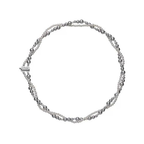 TSMORY Doppellagige Halskette mit Kunstperlen und Magnetverschluss, Schlüsselbeinkette, Accessoire für elegante Frauen und gesellschaftliche Veranstaltungen von TSMORY