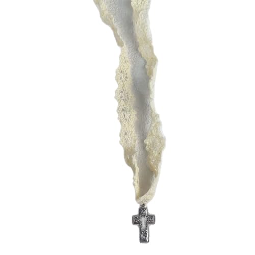 TSMORY Elegante Spitzenkreuz-Halskette mit verstellbaren Bindedesigns für modische Frauen und Trendsetter für den täglichen Gebrauch von TSMORY