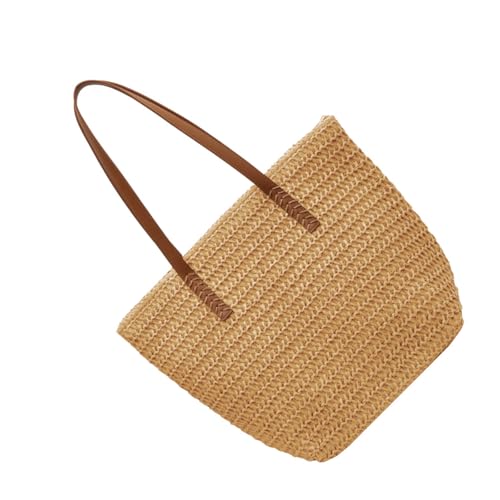 TSMORY Elegante Strohtasche für Damen, geräumige Pendler, Schultertasche mit mehreren Fächern, weiche Handtasche, bequemer Riemen, Wie in der Abbildung gezeigt, 33*26*14cm von TSMORY