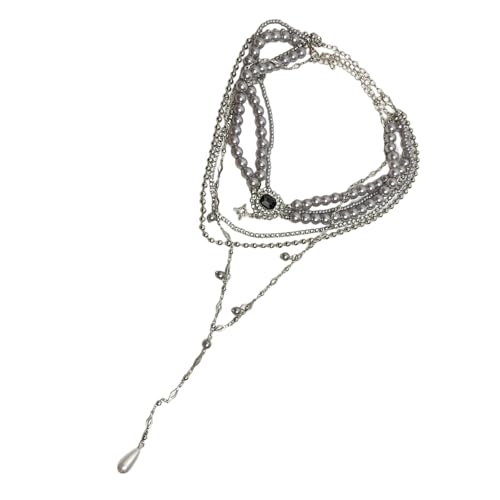TSMORY Elegante mehrschichtige Perlen-Halskette für Damen, Bürokleidung, Schmuck, Legierung, Textur für Büro und Abendveranstaltungen von TSMORY