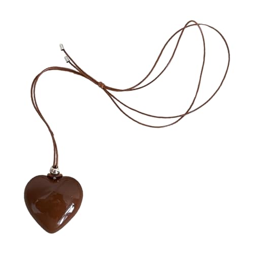 TSMORY Geschwollene Herz-Anhänger, Halskette, Geburtstagsgeschenk, großes Herz-Halskette, Charm, stilvolle Damen-Halskette, Heart diameter: 4.3cm, Harz von TSMORY