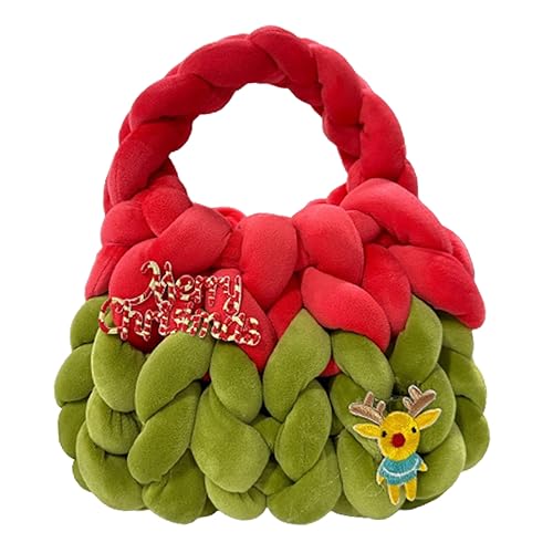 TSMORY Gewebte Weihnachtstasche Handtasche Damen Urlaub Taschen mit festlichem Design, grün, As shown in the figure von TSMORY