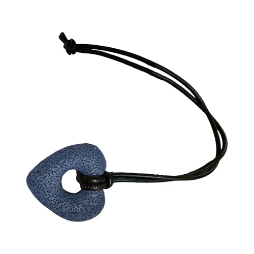TSMORY Halskette mit Herz-Anhänger aus Vulkanstein mit strukturierten Details, leichte Schlüsselbeinkette für den täglichen Gebrauch, Circumference 85+5CM, Leder von TSMORY