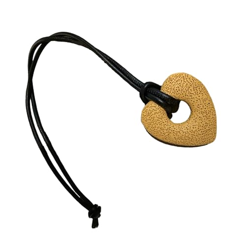 TSMORY Halskette mit Herz-Anhänger aus Vulkanstein mit strukturierten Details, leichte Schlüsselbeinkette für den täglichen Gebrauch, Circumference 85+5CM, Leder von TSMORY