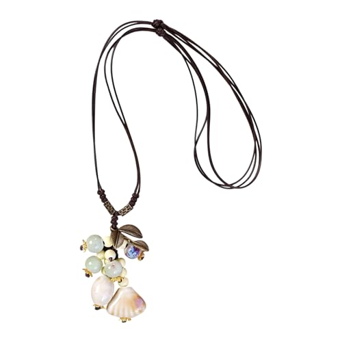 TSMORY Handgefertigte Keramik-Blatt-Halskette, einzigartiges Design, tragbarer Schmuck mit verstellbarer Kette für trendige Frauen, Freizeitkleidung, 50-60cm (size can be pulled out), Seil + von TSMORY