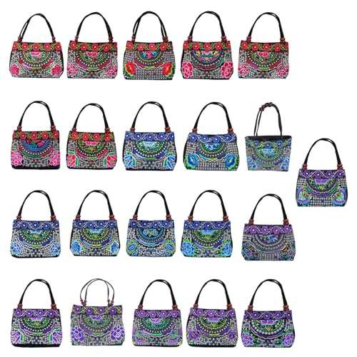 TSMORY Kleine Damenhandtaschen mit modischem Stickerei. Mit Blumenmuster bestickt von TSMORY