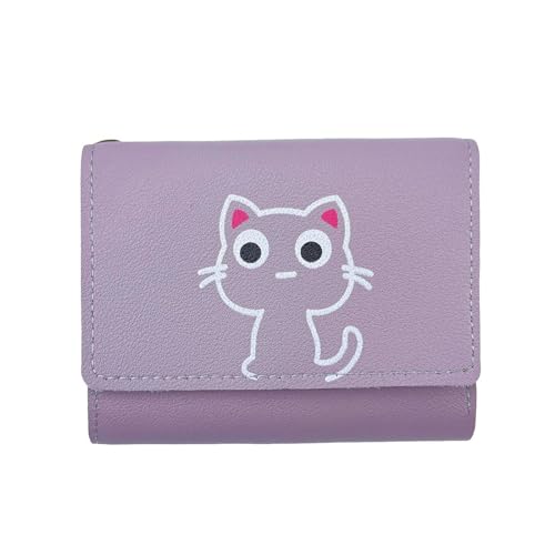 TSMORY Kleine Katze, kurze Geldbörse für Damen, tragbar und praktisch, Kartenetui, Geldfächer, Münzgeldbörse, Wie in der Abbildung gezeigt, 12*9*2cm von TSMORY