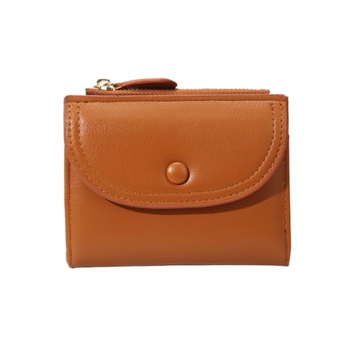 TSMORY Kompakte Damengeldbörse mit Reißverschluss, mehrere Kartenfächer, praktisches PU-Leder, leichtes Design, braun, 11.5*2*9cm von TSMORY