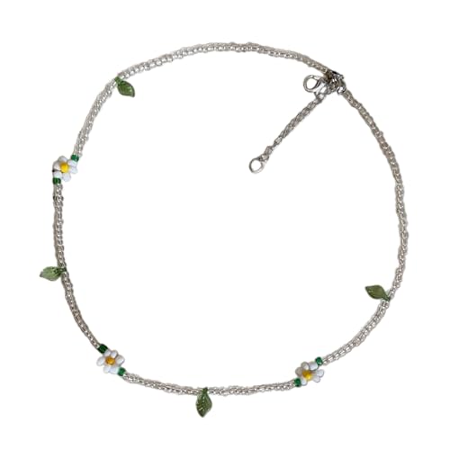 TSMORY Koreanische Frühlingsstile, Gänseblümchen und Kirschen, Perlen-Halskette, bunte Perlen, Choker, verstellbare Halskette, Datums- und Nacht-Zubehör von TSMORY
