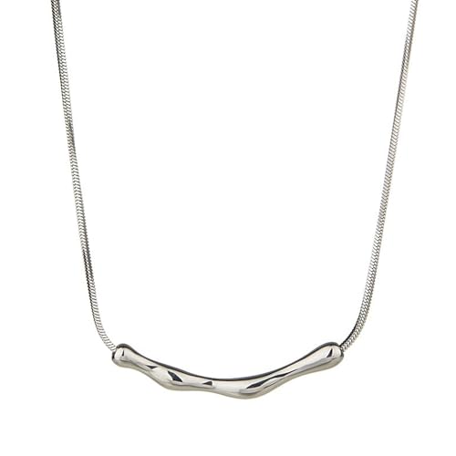 TSMORY Modische Schlüsselbeinkette, einfache kurze Halskette, Edelstahl, verstellbare Kette, Modeschmuck für jeden Anlass, 41cm (inclusive) - 50cm (inclusive), Titanstahl von TSMORY