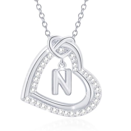 TSMORY Personalisierbare Halskette mit Initialen-Herz-Anhänger mit funkelnden Zirkonia, für modische Frauen und Paare, Freizeitkleidung TSMORY Personalisierbare Halskette mit Initialen-Herz-Anhänger mit funkelnden Zirkonia, für modische Frauen und Paare, Freizeitkleidung von TSMORY