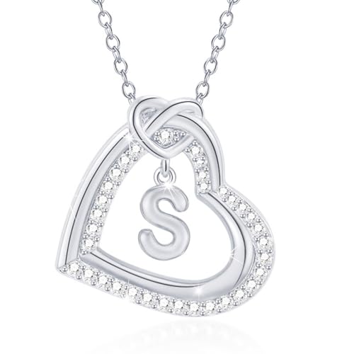 TSMORY Personalisierbare Halskette mit Initialen-Herz-Anhänger mit funkelnden Zirkonia, für modische Frauen und Paare, Freizeitkleidung TSMORY Personalisierbare Halskette mit Initialen-Herz-Anhänger mit funkelnden Zirkonia, für modische Frauen und Paare, Freizeitkleidung von TSMORY