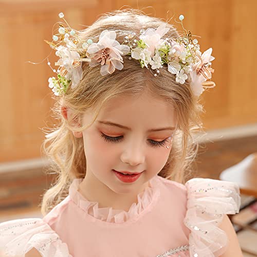 TSMORY Prinzessinnenkopf-Reifen, Mädchen, Geburtstag, Party, zarte Blume + Perlen, Haarschmuck, wunderschöner Kopfschmuck, Abschlussball von TSMORY