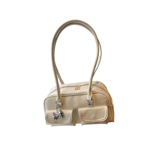 TSMORY Retro-Leder-Umhängetasche für Damen, modische Handtasche, geräumiger Innenraum, Unterarm-Geldbörse, lässiger Tragegriff oben, weiß, As shown in the figure von TSMORY