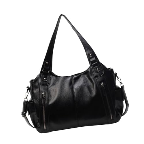 TSMORY Slouchy Handtasche Große Schulter Crossbody Tasche Damen PU Leder Shopper Tasche mit Mehrere Taschen für den täglichen Gebrauch, Schwarz , As shown in the figure von TSMORY