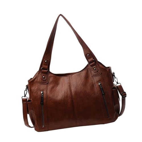 TSMORY Slouchy Handtasche Große Schulter Crossbody Tasche Damen PU Leder Shopper Tasche mit Mehrere Taschen für den täglichen Gebrauch, braun, As shown in the figure von TSMORY