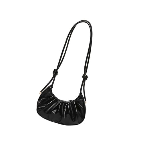 TSMORY Stilvolle koreanisch inspirierte plissierte Umhängetasche für Damen, Mehrzweck-Umhängetasche mit geräumigen Fächern, Schwarz , 23*5*16 von TSMORY
