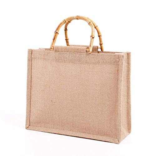 TSMORY Tragbare Jute-Einkaufstasche, Handtaschen-Schlaufengriffe, 31 x 25 x 10 cm, 31*25*10cm TSMORY Tragbare Jute-Einkaufstasche, Handtaschen-Schlaufengriffe, 31 x 25 x 10 cm, 31*25*10cm von TSMORY