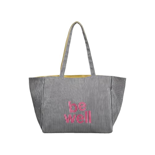 TSMORY Wendbare Schultertasche aus Segeltuch, großes Fassungsvermögen, lässig, mit mehreren Fächern und gesticktem Design, Schwarz , 33x30cm von TSMORY