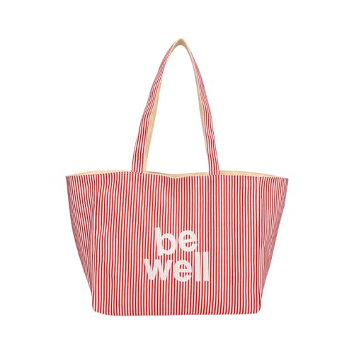 TSMORY Wendbare Schultertasche aus Segeltuch, großes Fassungsvermögen, lässig, mit mehreren Fächern und gesticktem Design, rot, 33x30cm von TSMORY