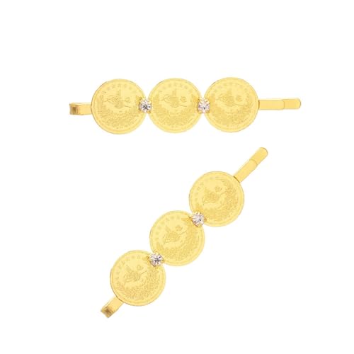 Vergoldeter Münzanhänger Haarspange Hochzeit Braut Kopfbedeckung Mode Haarspange Schmuck ethnischer Haarschmuck für Frauen von TSMORY
