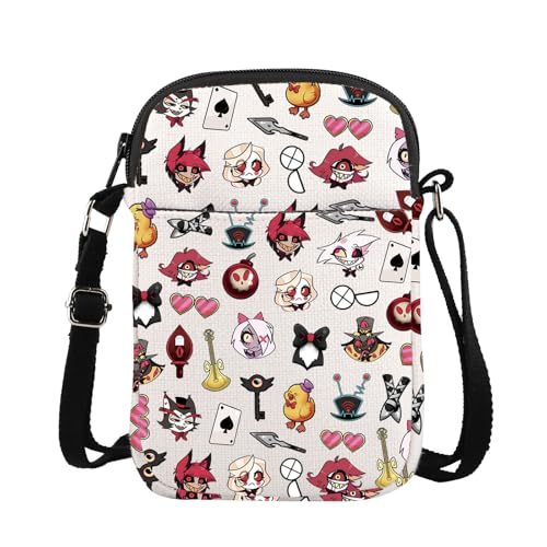 Hazbin Cartoon-Charaktere Merch Alastor Lover Crossbody Geldbörsen Tasche Anime Liebhaber Geschenk Hazbin Dämon Fans Messenger Bag, Alastor Cross, medium von TSOTMO