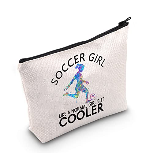 Kosmetiktasche mit Aufschrift Soccer Girl Like A Normal Girl But Cooler, U.Soccer Girl von TSOTMO