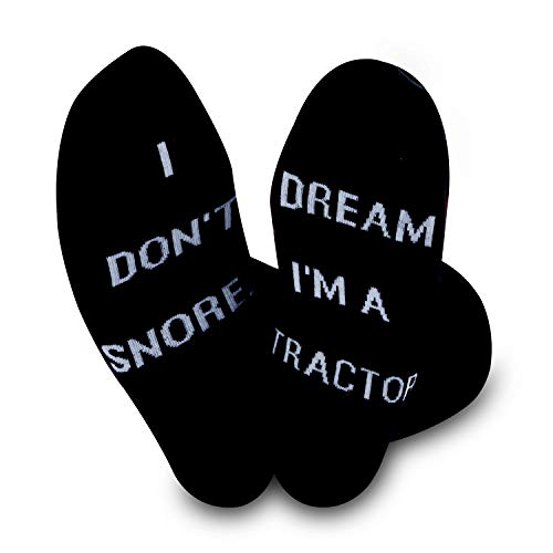 TSOTMO 2 Paar Socken für Männer I Don't Snore I Dream I'm a Tractor Lustige Socken Geschenk für Papa Freund - Schwarz - Medium von TSOTMO