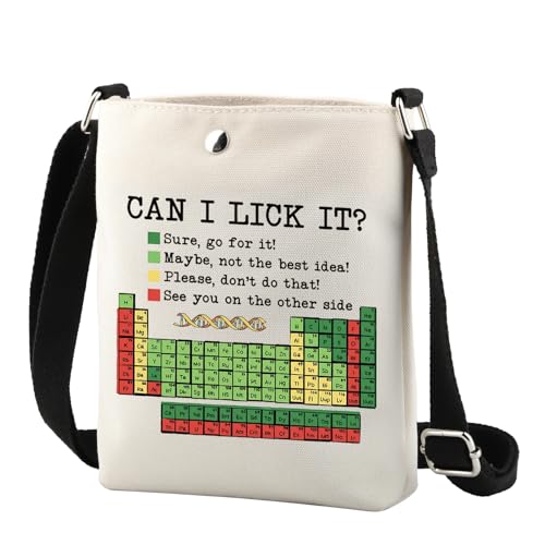 TSOTMO Chemie-Geschenk, Periodensystem der Elemente, Geschenk "Can I Lick It", Periodensystem, Umhängetasche, Wissenschaft, Chemie, Labortasche, Lick It Cr von TSOTMO