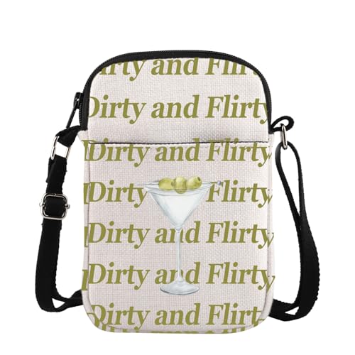 TSOTMO Dirty Martini Geschenktasche zum Trinken von Hungover Dirty and Flirty Crossbody Bag für Trinker Frauen Cocktail Club, Dirty Cross, medium von TSOTMO