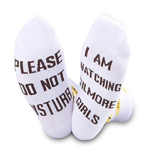 TSOTMO Gilmore Mädchen Luke's Socken TV Shows Geschenk Please Do Not Disturb I AM Watching Gilmore Mädchen Socken - Wei? - Medium von TSOTMO