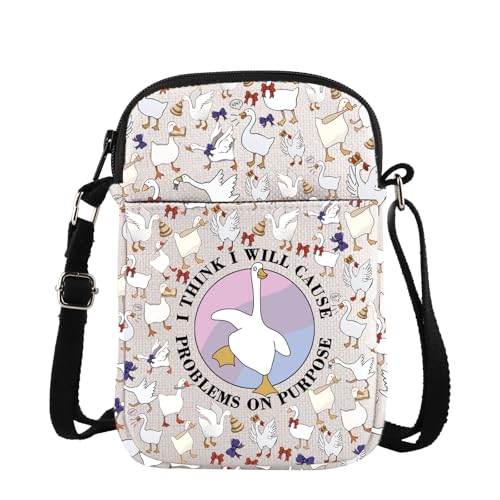 TSOTMO Goose Game Merch Crossbody Bag Honking Geschenk für Gamer Anarchist Baseball Schläger Gans Liebhaber Geschenk, On Purpose Cross, medium von TSOTMO