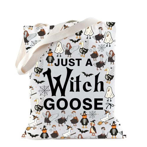TSOTMO Gruselige Gans Geschenk alberne Gans Hexe Tragetasche für Halloween Gruseljahresgeschenk Hexe Hexerei Gänse Liebhaber Tasche, Hexengans von TSOTMO