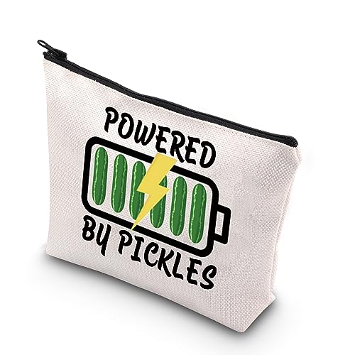 TSOTMO Lustige Pickle Kosmetiktasche Pickle Essen Geschenk Powered By Pickles Reißverschluss Beutel Make-up Tasche, Beige, Von Pickles von TSOTMO