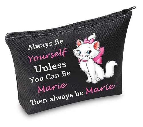 TSOTMO Marie Make-up-Tasche mit Reißverschluss, Geschenk für Marie Damen, Cartoon-Film, Merchandise-Geschenk für Marie-Katzen-Fans, Katze, Haustierliebhaber, Geschenk, Weiss/opulenter Garten, von TSOTMO