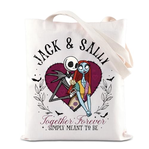 TSOTMO Nightmare Movie Inspired Gift Jack And Sally Lover Tote Bag Simply Meant To Be Handbag Valentine Gothic Gift, Einfach gemeint, medium von TSOTMO