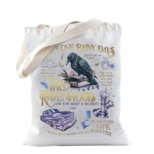 TSOTMO Raven Book Merch Bookish Merch Tote Bag Dark Romance Gift Library Book Lovers Gifts for Readers King Automotive, Raben-Tragetasche, medium von TSOTMO